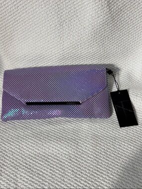 BCBG MAXAZRIA Metallic Mesh Clutch Crossbody- Lavender Iridescent NEW WITH TAG